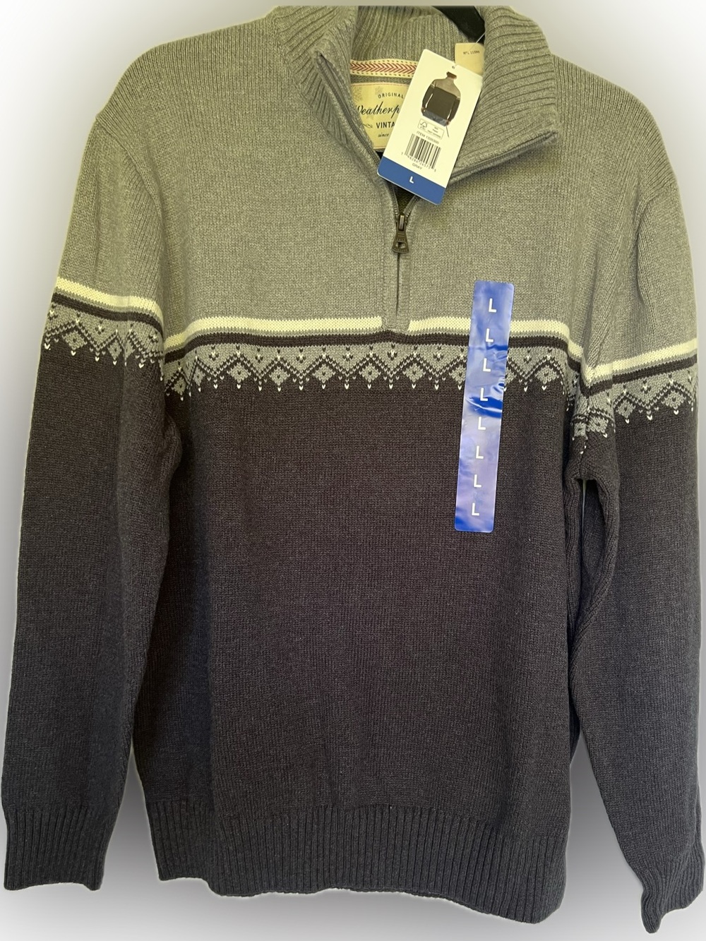 Weatherproof Men's Gray and Charcoal Zip-Up Sweater